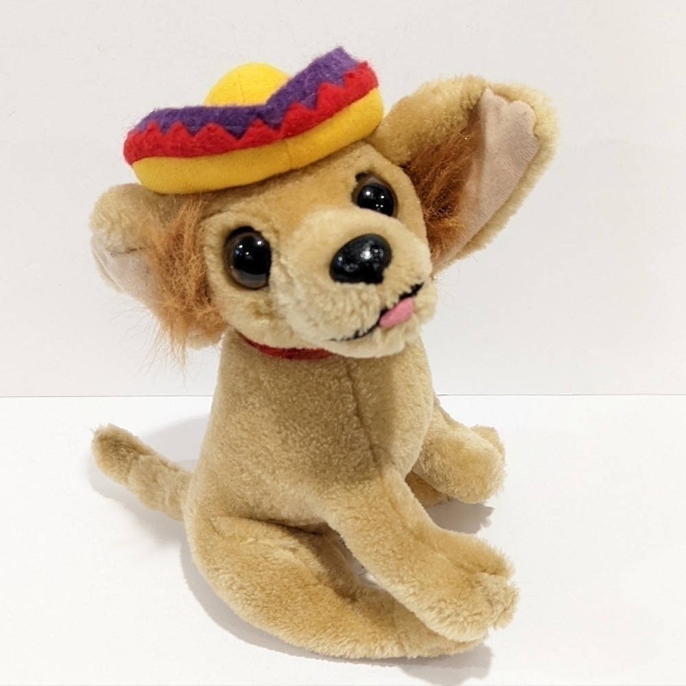 2/$20 Vintage Chihuahua Dog Plush Taco Bell 9” Puppy Tan Sombrero